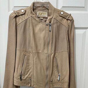 Michael Kors Leather Outer Shell Beige Coat for Women Size XL Brand New